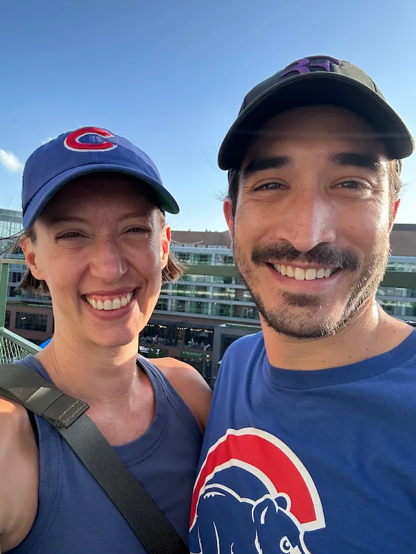 Karly and JT in Cubs gear at Wrigley Field
